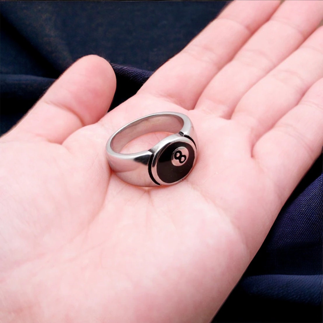 Silver 8 ball Ring, Lucky 8 Ball Ring, Pool Ball Ring, Chunky Ring, Unisex Ring, Gift for him, Pool Ball Jewelry, Unique Jewelry Minimalist