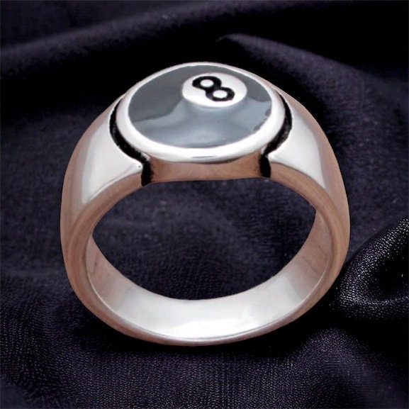 Silver 8 ball Ring, Lucky 8 Ball Ring, Pool Ball Ring, Chunky Ring, Unisex Ring, Gift for him, Pool Ball Jewelry, Unique Jewelry Minimalist